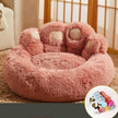 Fluffy Paw-Shaped Dog Bed – Warm Fleece Kennel for Medium & Large Dogs (Dark Coffee, Light Gray, Pink | M–3XL)