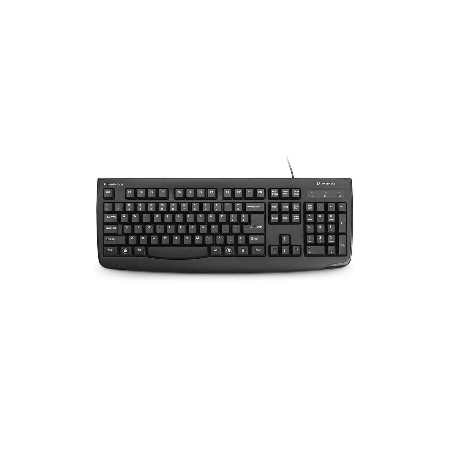 Kensington - Keyboard Washable USB Wired Pro Fit Black PC/Mac
