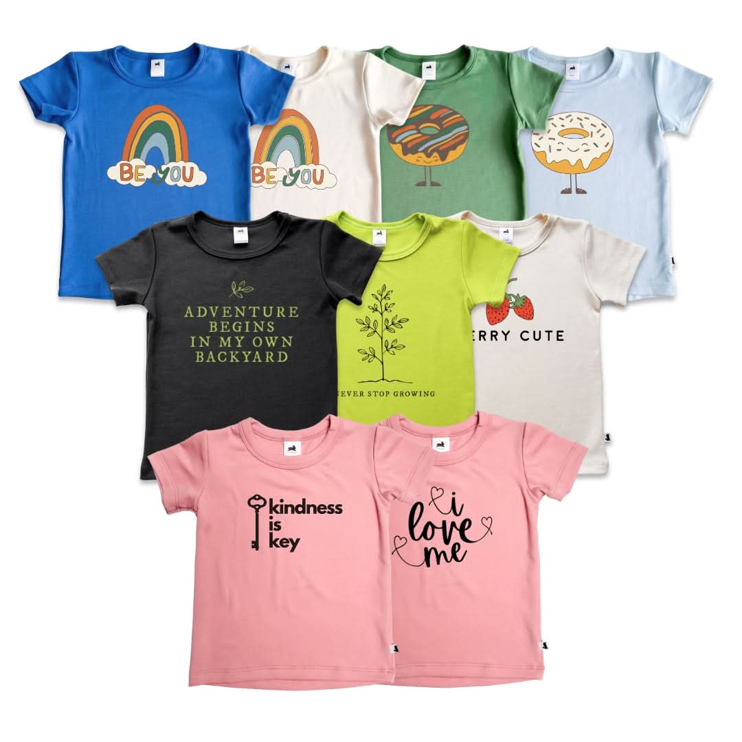 Baby/Kids Graphic Bamboo T-Shirt | Chocolate Donut On Leaf Green