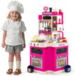Kids Kitchen Playset Corner Play Kitchen with Realistic Sounds and Lights