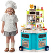 Kids Kitchen Playset Corner Play Kitchen with Realistic Sounds and Lights