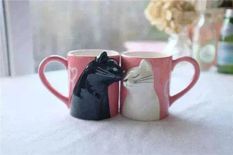 Kiss Cat Coffee Couple Handmade Mug