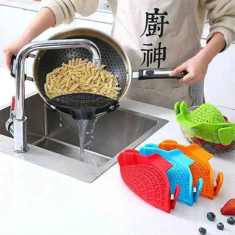 Kitchen Gadgets Silicone Pot Side Drainer