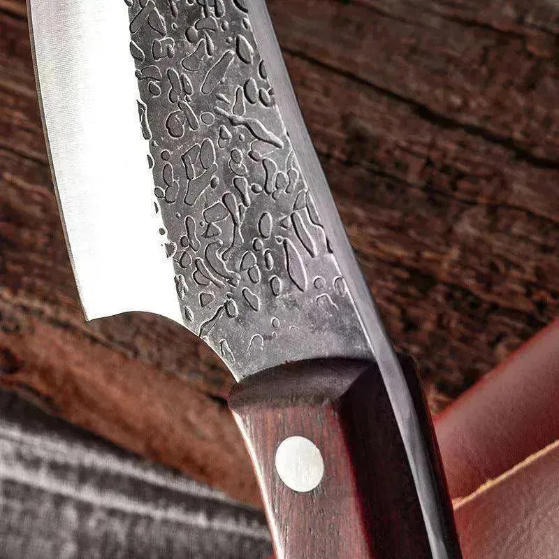 Kitchen Steel Knife Full Sharp Blade Chef Knife+Leather Strap