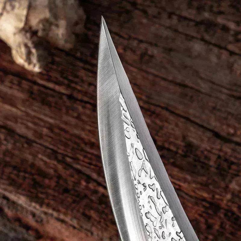 Kitchen Steel Knife Full Sharp Blade Chef Knife+Leather Strap