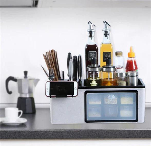 Kitchenware Rack Seasoning Storage Box Multifunctional Floor Condiment Storage Knife Rack