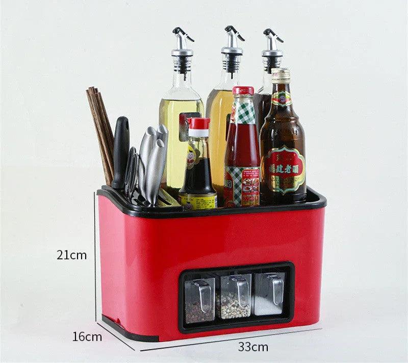 Kitchenware Rack Seasoning Storage Box Multifunctional Floor Condiment Storage Knife Rack