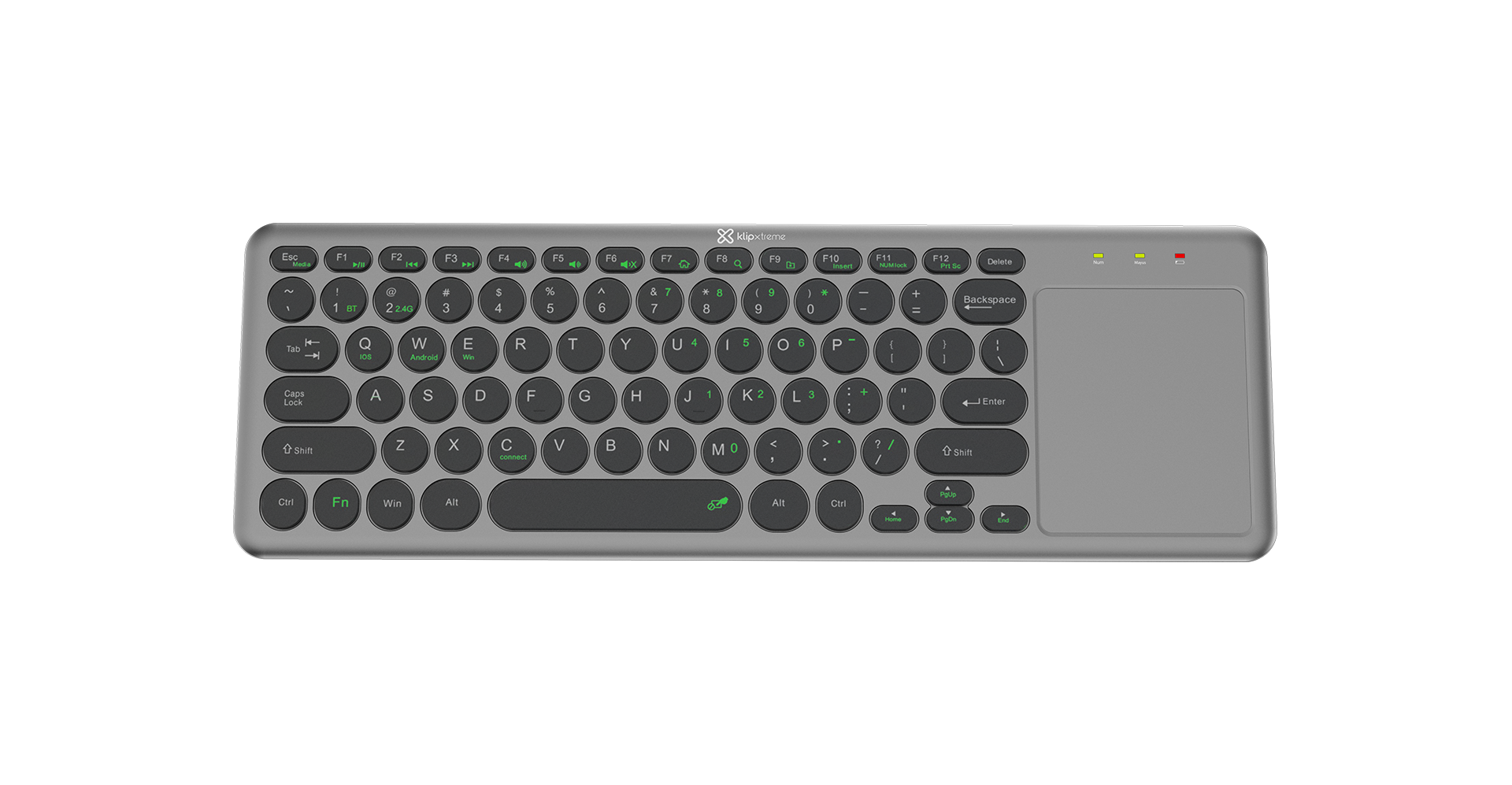 Klipxtreme - Keyboard Bluetooth or Wireless 2.4Ghz KeyGlider with Touch Pad Ultra Thin & Lightweight PCs Laptops TVs PC/Mac/iOS/Android