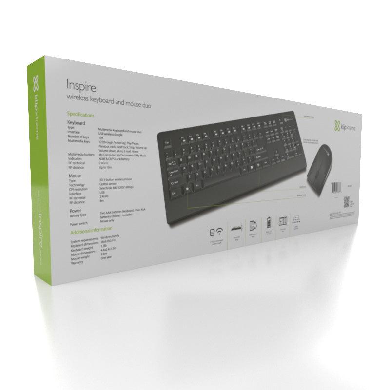Klipxtreme - Keyboard & Mouse Combo Kit Wireless Set (KCK - 265E)