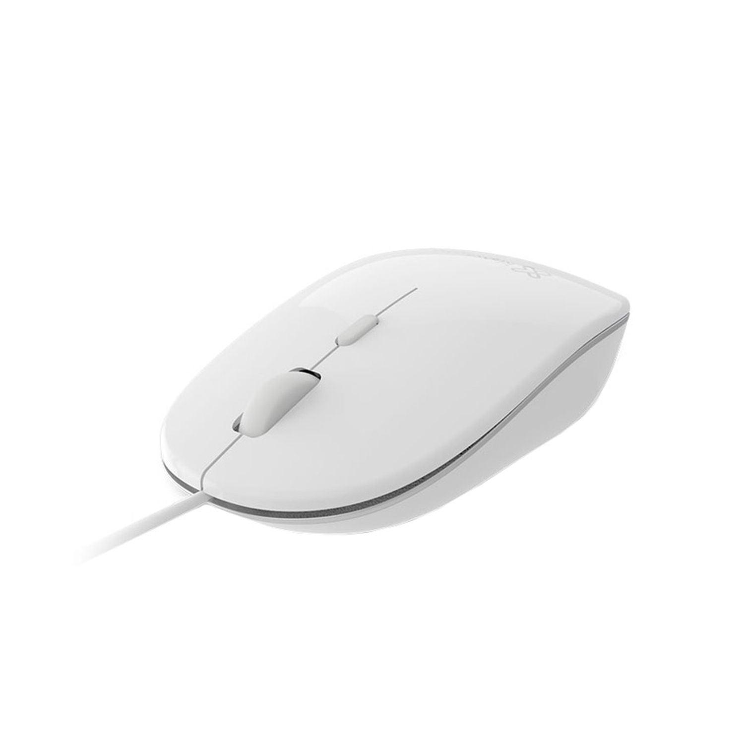 Klipxtreme - Mouse Wired 4 Button with Scroll Ambidextrous 1600dpi Ergonomic PC/Mac - White (KMO - 201WH)