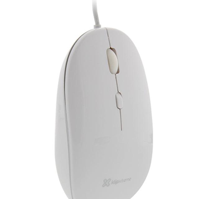 Klipxtreme - Mouse Wired 4 Button with Scroll Ambidextrous 1600dpi Ergonomic PC/Mac - White (KMO - 201WH)