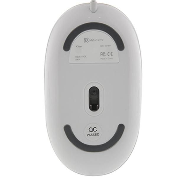 Klipxtreme - Mouse Wired 4 Button with Scroll Ambidextrous 1600dpi Ergonomic PC/Mac - White (KMO - 201WH)