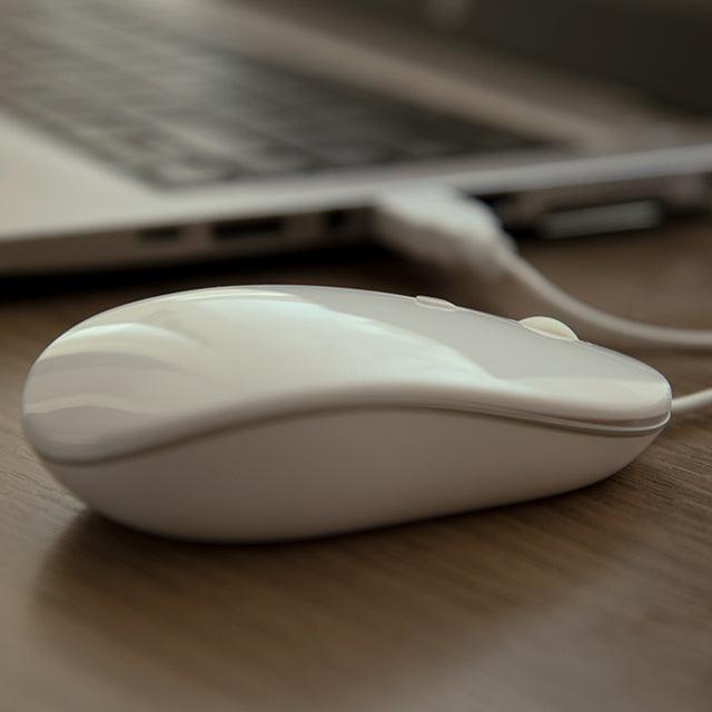 Klipxtreme - Mouse Wired 4 Button with Scroll Ambidextrous 1600dpi Ergonomic PC/Mac - White (KMO - 201WH)