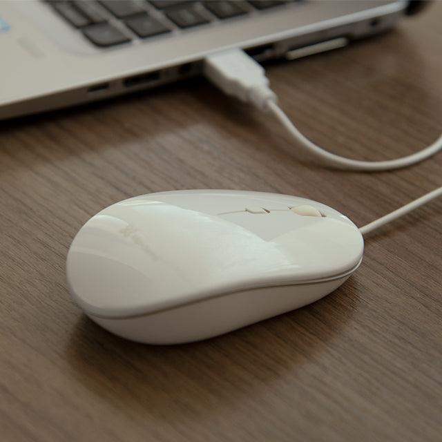 Klipxtreme - Mouse Wired 4 Button with Scroll Ambidextrous 1600dpi Ergonomic PC/Mac - White (KMO - 201WH)