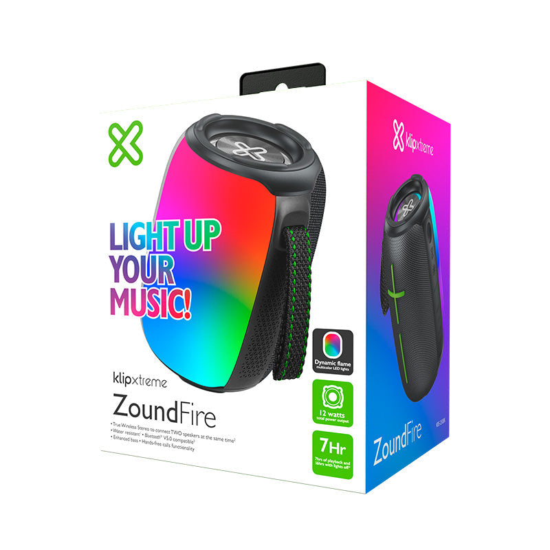 Klipxtreme - Speaker Bluetooth ZoundFire 12W Flame LED Lights TWS IPX6