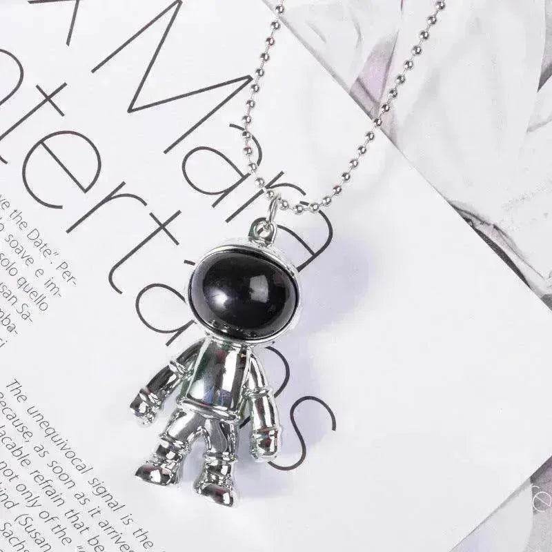 Korean Hip Hop Fashion Cross Spaceman Necklace Keychain