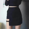 Korean Style Skirt Black Hip Skirts Irregular Hem Pencil Micro Mini Skirt.