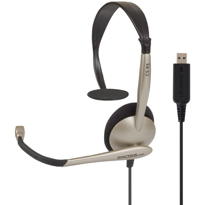 Koss - Headset CS95 - USB Mono with Boom Mic Noise Cancelling USB 8ft Cord