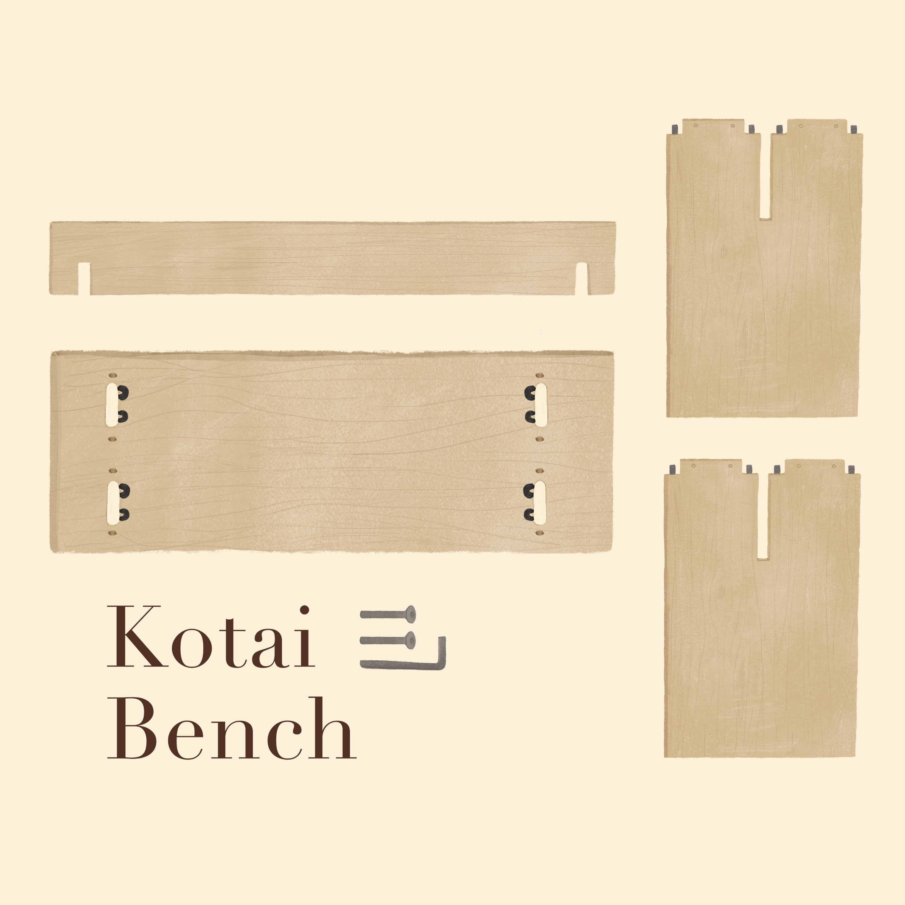 Kotai Bench Wooden - Nature