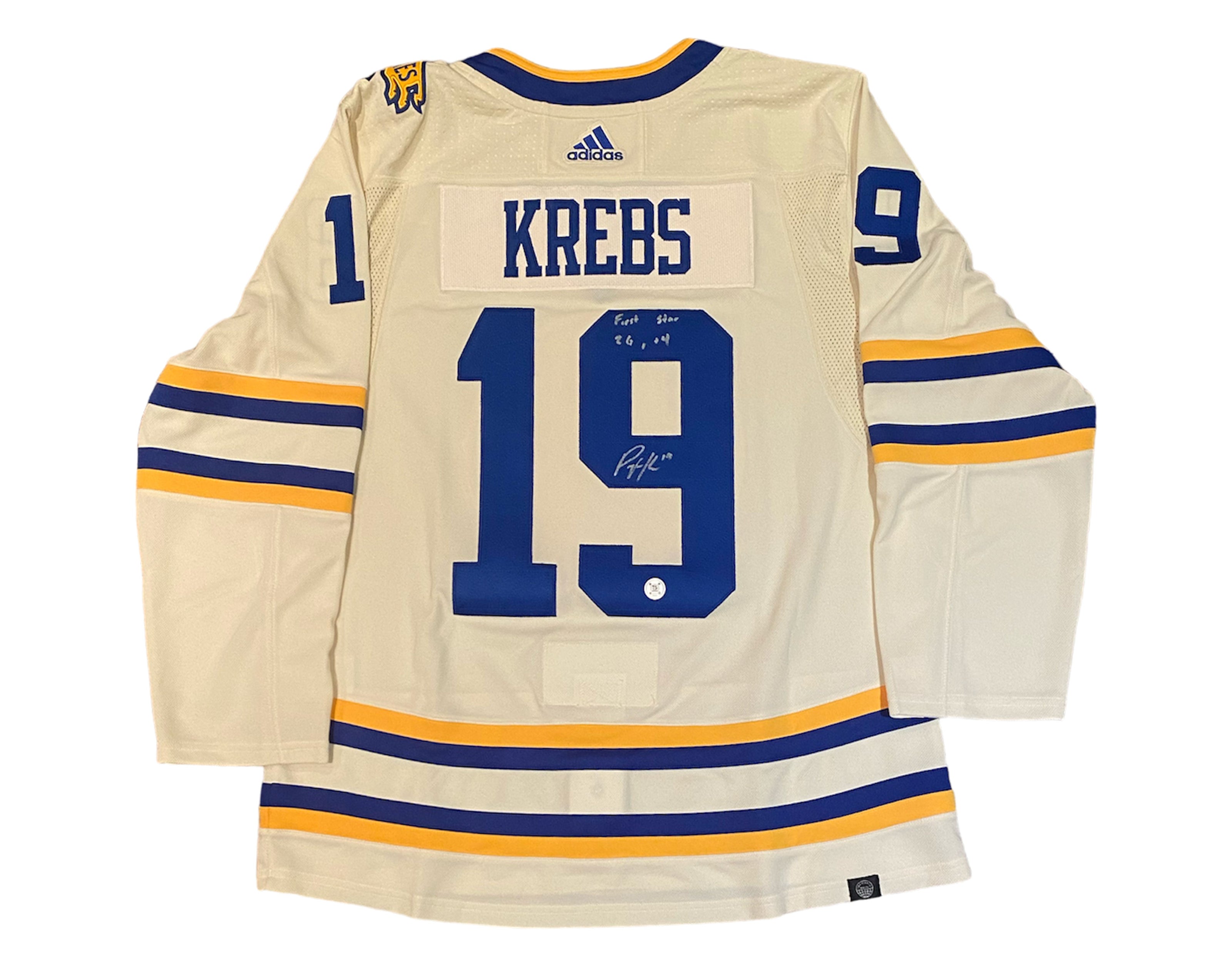 Peyton Krebs Autographed Buffalo Sabres 2022 Heritage Classic Adidas Jersey Inscribed 