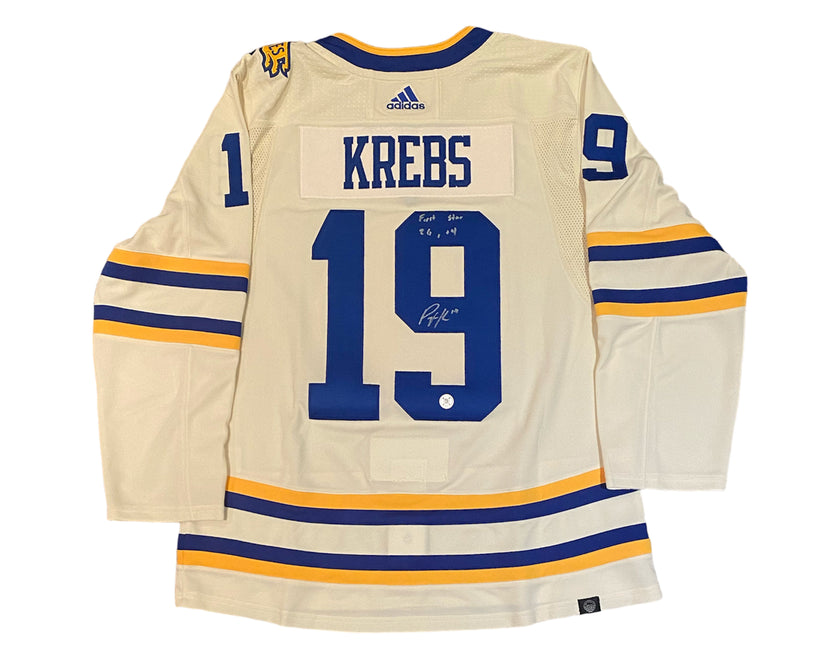Peyton Krebs Autographed Buffalo Sabres 2022 Heritage Classic Adidas Jersey Inscribed 