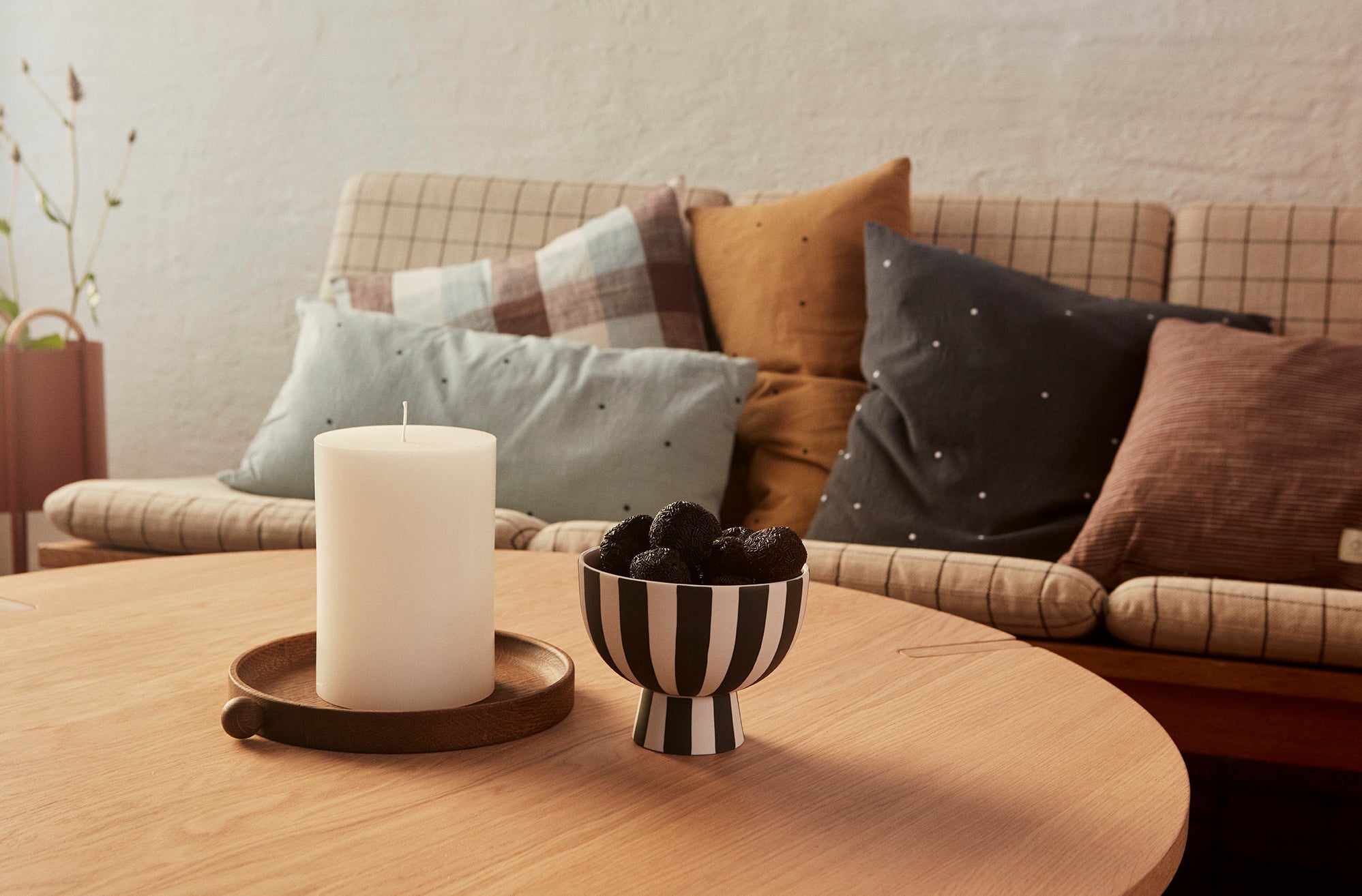 Kyoto Checker Cushion - Dusty Blue
