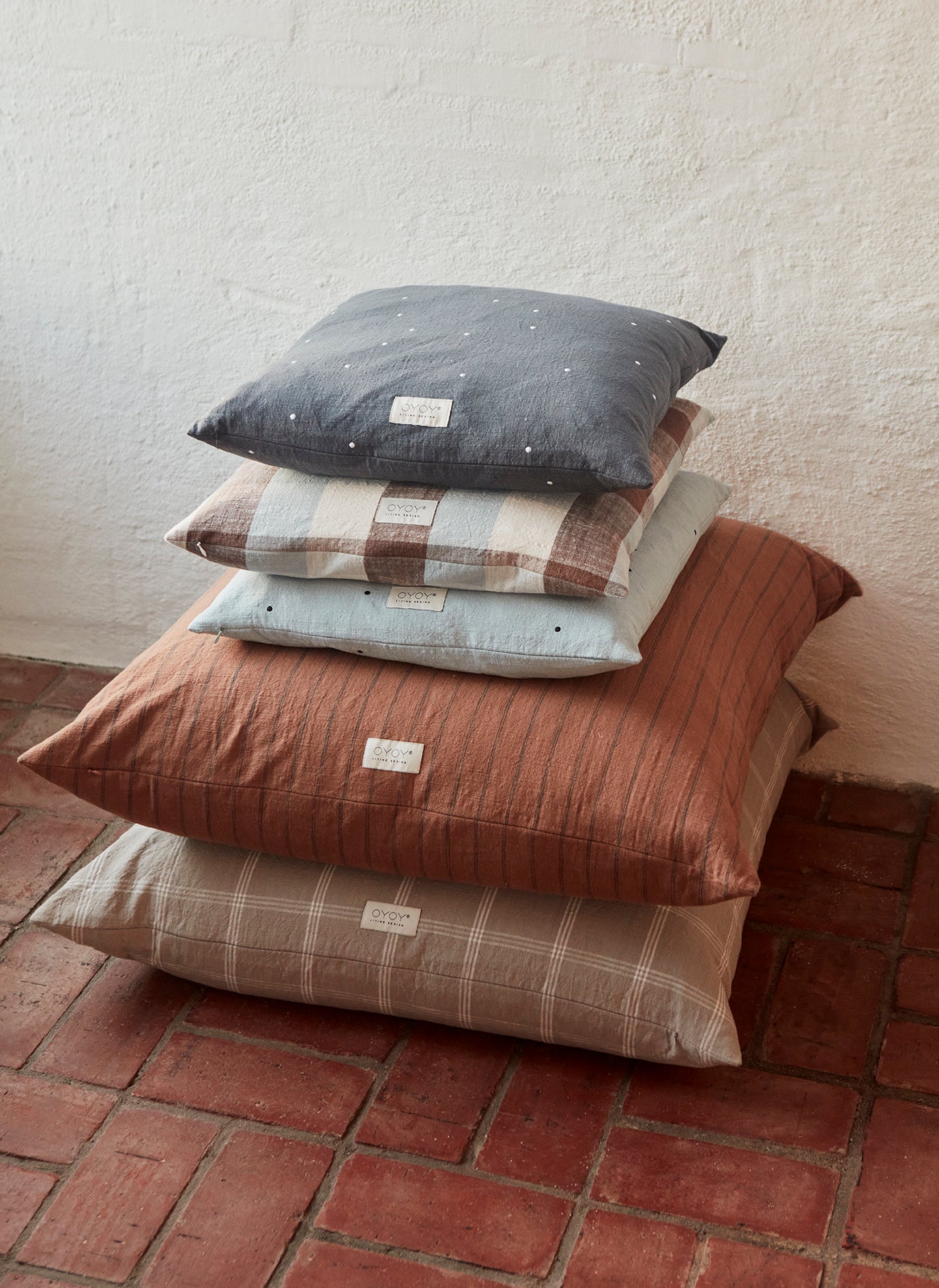 Kyoto Checker Cushion - Dusty Blue