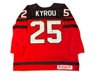 Jordan Kyrou Autographed Team Canada Home Red Nike Jersey Inscribed 