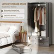 Briar Wardrobe Closet-Armoire with 2 Drawers and Hanging Rod-Grey