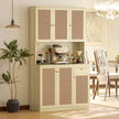 Milan Boho Kitchen Pantry Cabinet with Decorative Rattan Doors-Natural