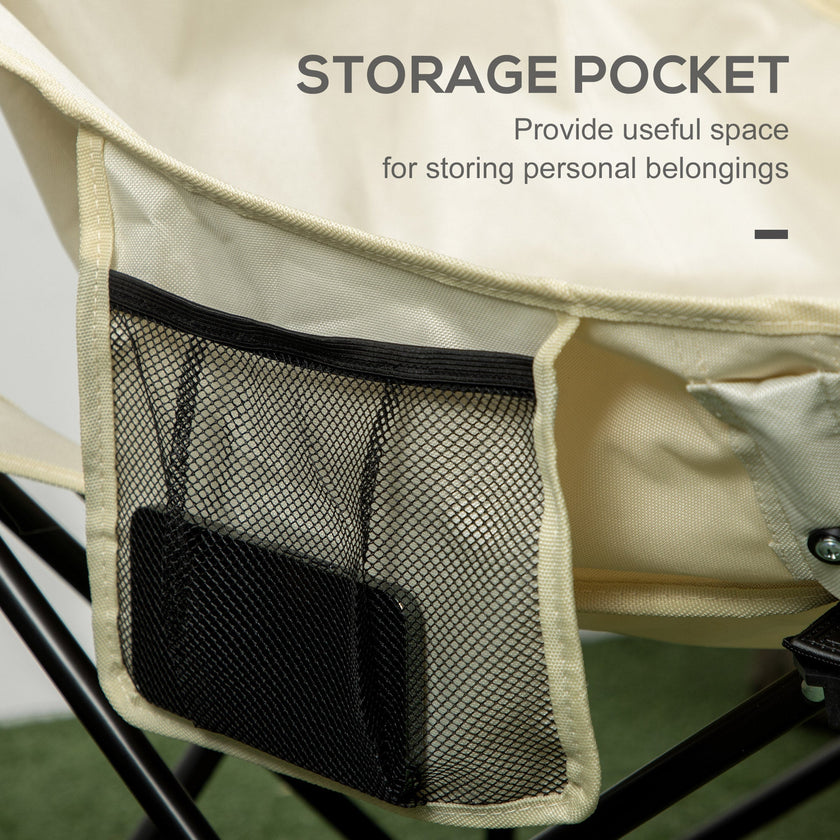 Outsunny Folding Camping Chair Lightweight Portable Chair for Outdoor Hiking Backpacking with Carry Bag Side Pocket White