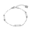 LAGUNA Silver (White Gold): Mini Paperclip Chain Bracelet with Natural Cylinder Cut Shell Beads