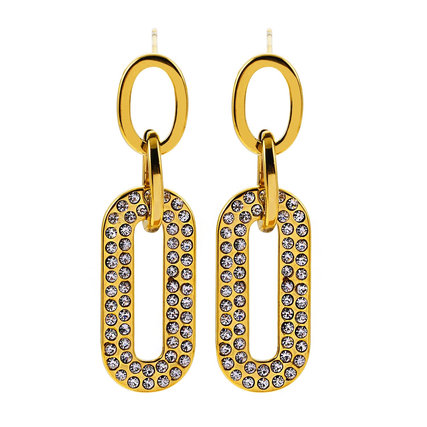 LAIA : Boucles d'oreilles rectangulaires arrondies serties de pierres précieuses en zircone.