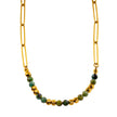 LAIMA : Collier chaîne à maillons en papier doré et pierres de turquoise africaine.