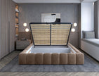 Lamica Upholstered LED Storage Platform Bed - Beige