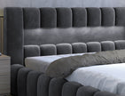 Lamica Upholstered LED Storage Platform Bed - Dark Grey