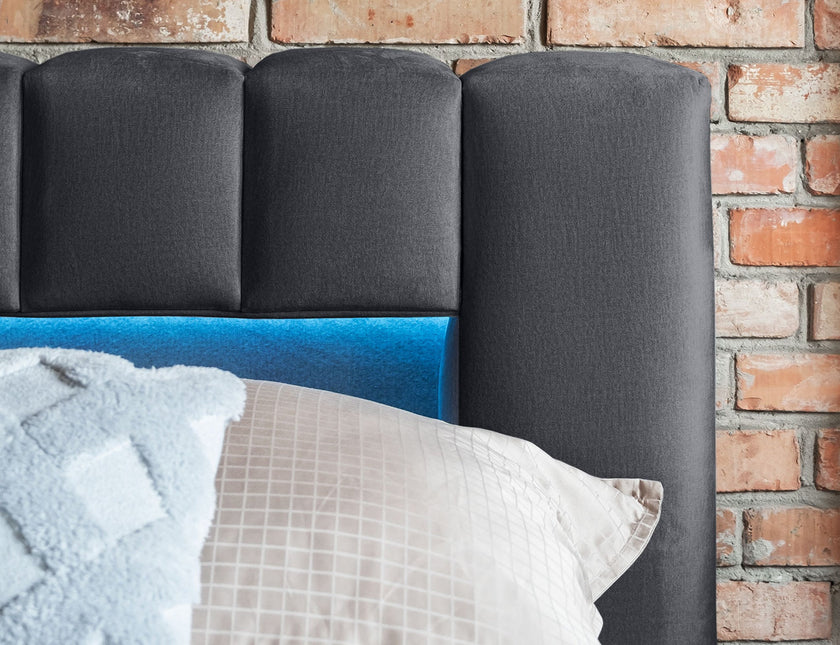 Lamica Upholstered LED Storage Platform Bed - Dark Grey