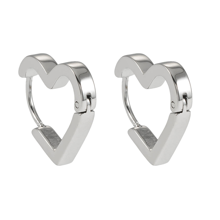 LARAZINA Or Blanc (Couleur Argent) : Boucles d'oreilles Chic en Forme de Coeur pour un Port Quotidien – Adorez Votre Look, Chaque Jour