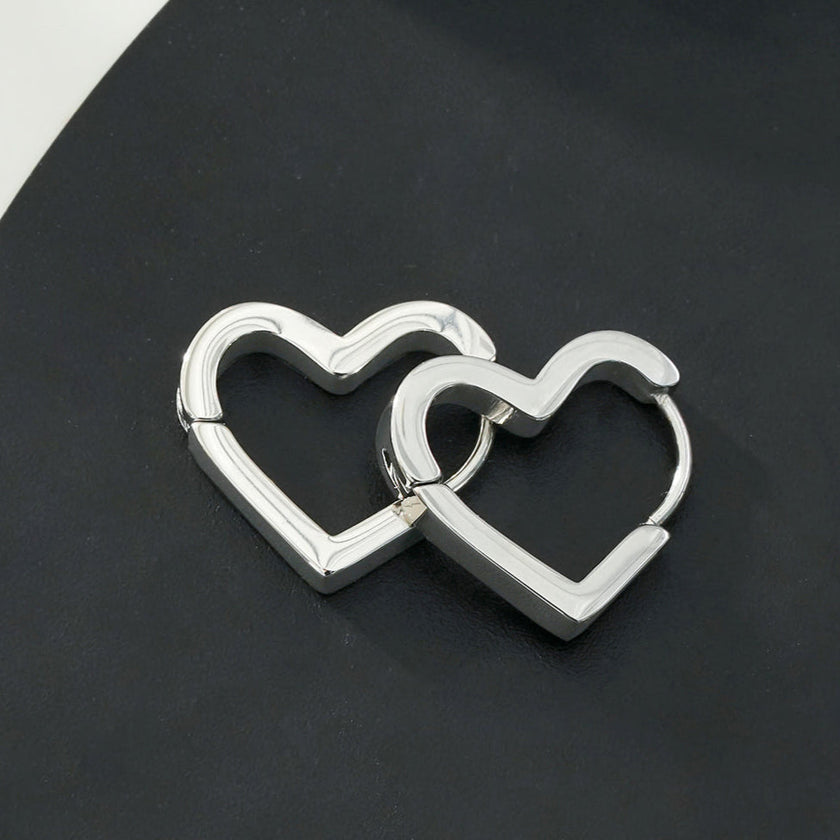 LARAZINA Or Blanc (Couleur Argent) : Boucles d'oreilles Chic en Forme de Coeur pour un Port Quotidien – Adorez Votre Look, Chaque Jour