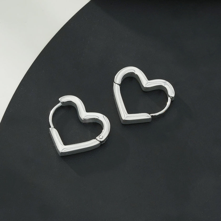 LARAZINA Or Blanc (Couleur Argent) : Boucles d'oreilles Chic en Forme de Coeur pour un Port Quotidien – Adorez Votre Look, Chaque Jour