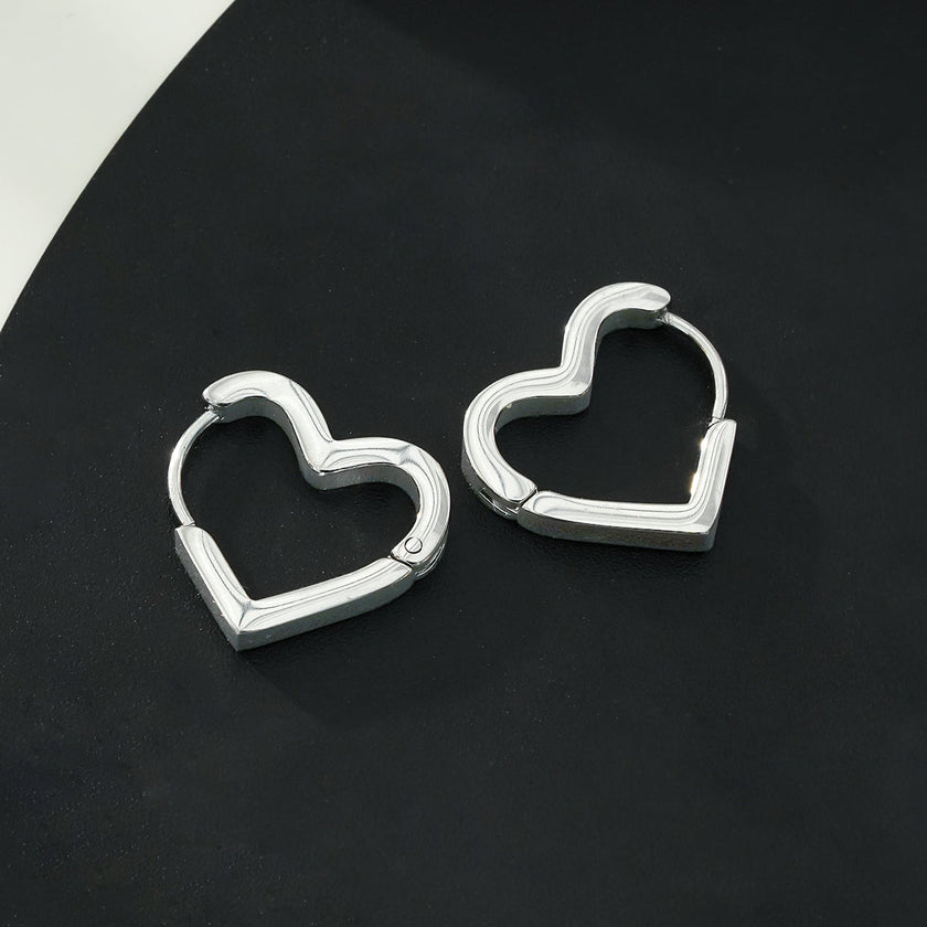 LARAZINA Or Blanc (Couleur Argent) : Boucles d'oreilles Chic en Forme de Coeur pour un Port Quotidien – Adorez Votre Look, Chaque Jour