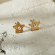 LAYLA Gold: Star Shaped Stud Earrings with a Solitaire Zirconia at Centre