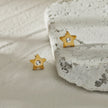 LAYLA Gold: Star Shaped Stud Earrings with a Solitaire Zirconia at Centre