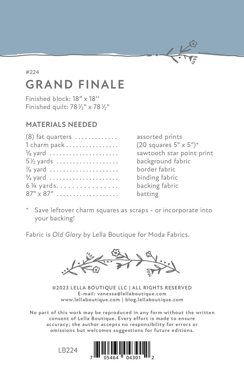 Lella Boutique - Grand Finale Quilt Pattern - LB224