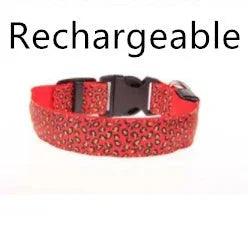 LED Dog Collar – Safety Adjustable Nylon Leopard Print Pet Collar | S M L XL