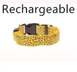LED Dog Collar – Safety Adjustable Nylon Leopard Print Pet Collar | S M L XL