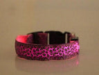 LED Dog Collar – Safety Adjustable Nylon Leopard Print Pet Collar | S M L XL