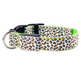 LED Dog Collar – Safety Adjustable Nylon Leopard Print Pet Collar | S M L XL