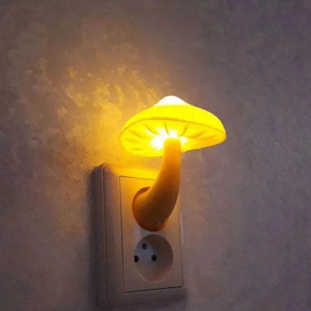 LED Mushroom Night Light Wall Lamp EU US Socket Plug