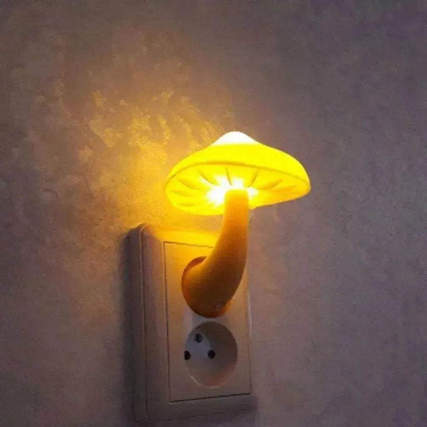 LED Mushroom Night Light Wall Lamp EU US Socket Plug